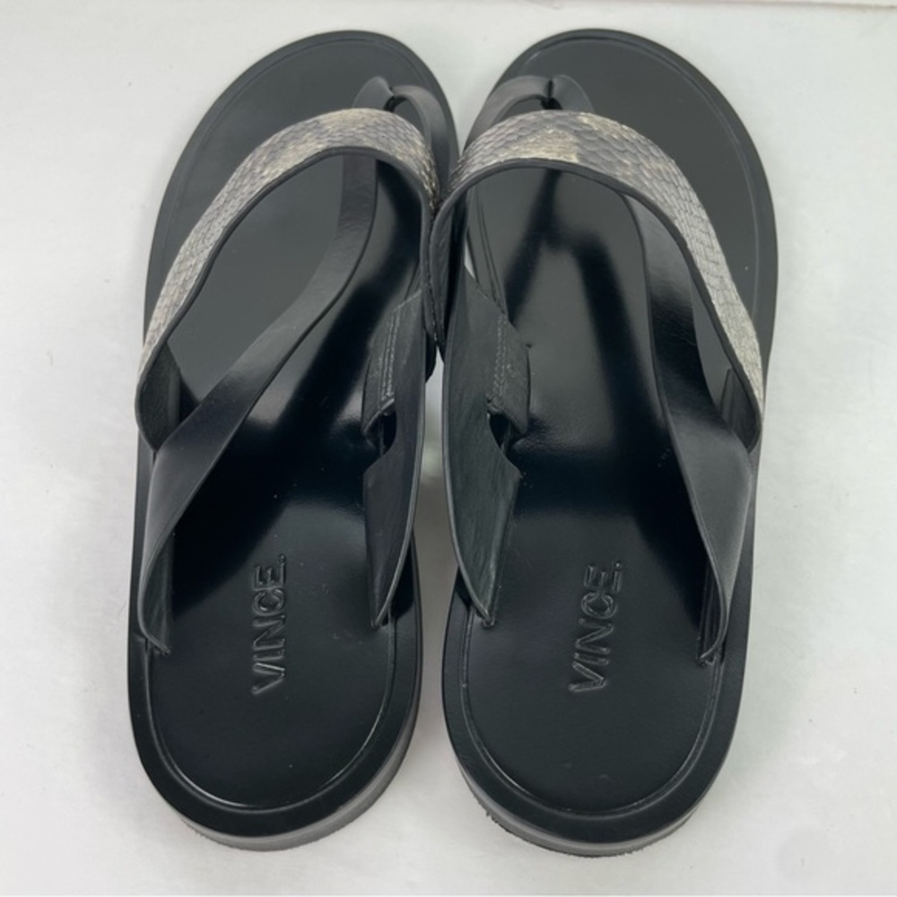 VINCE. Black Snakeskin Flip Flop‎ Thong Sandals - Picture 10 of 16